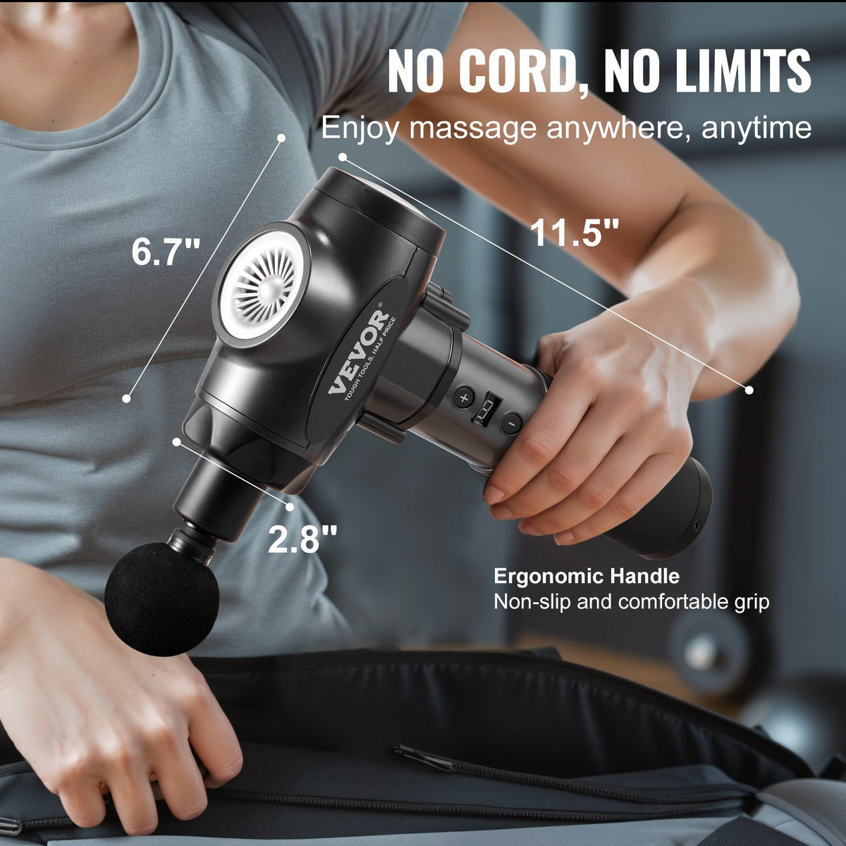 Massage Gun Deep Tissue, Percussion Muscle Massager for Athletes - with 9 Speed Levels & 6 Massage Heads, 24V V952-JMQ3200RPMTXMLCT3V3