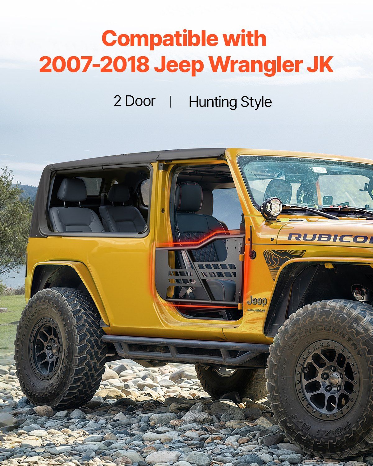 Jeep Tube Doors, 2-Door, Hunting Style Jeep Tubular Door with Heavy-Duty Hinges & OE Latch, Jeep Doors with V952-JPCGM2M0718J7OUX8V0