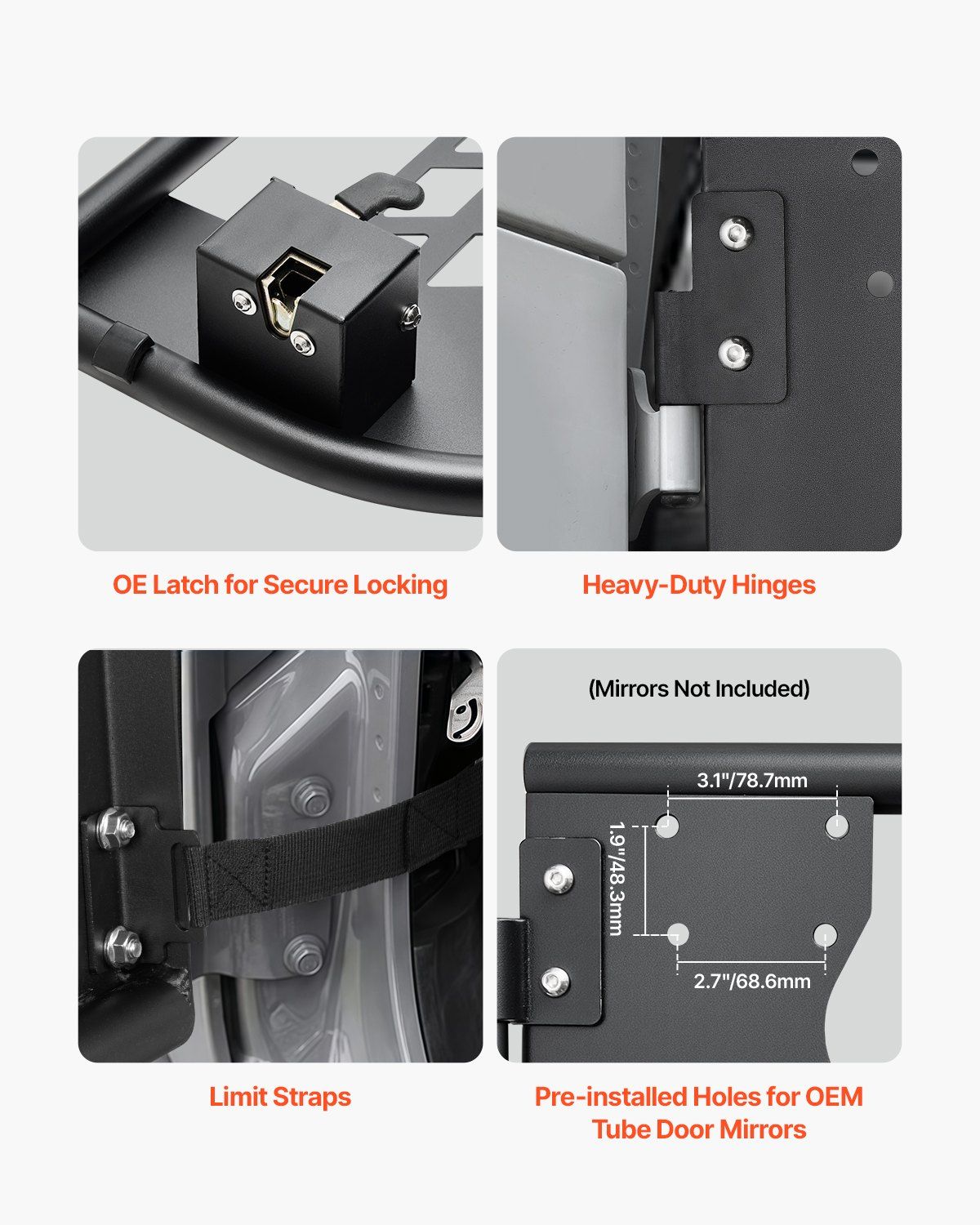 Jeep Tube Doors, 2-Door, Hunting Style Jeep Tubular Door with Heavy-Duty Hinges & OE Latch, Jeep Doors with V952-JPCGM2M0718J7OUX8V0