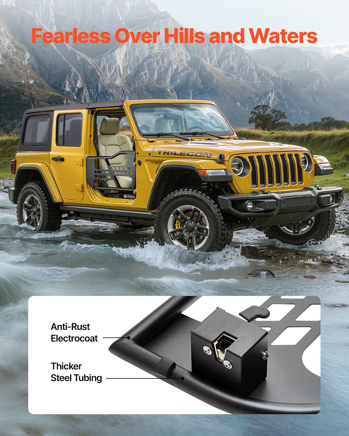 Jeep Tube Doors, 2-Door, Hunting Style Jeep Tubular Door with Heavy-Duty Hinges & OE Latch, Jeep Doors with V952-JPCGM2M0718J7OUX8V0