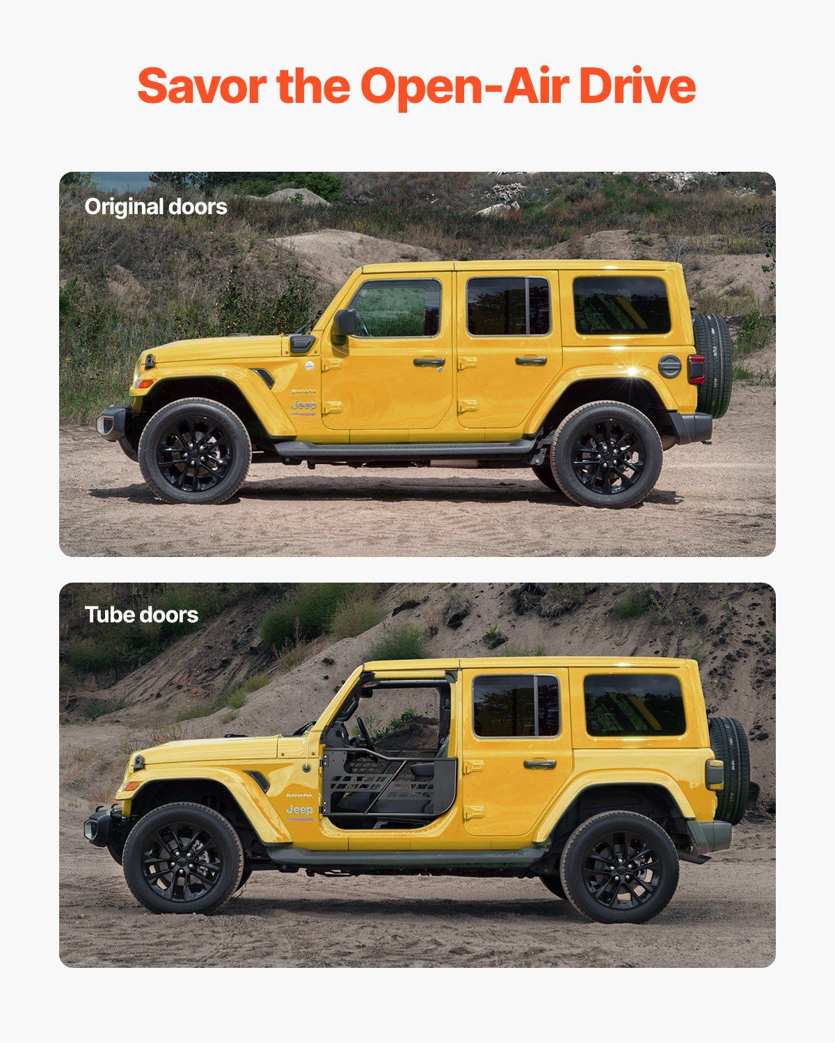 Jeep Tube Doors, 2-Door, Hunting Style Jeep Tubular Door with Heavy-Duty Hinges & OE Latch, Jeep Doors with V952-JPCGM2M0718J7OUX8V0