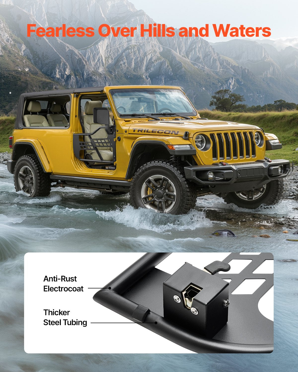 Jeep Tube Doors, 2-Door, Hunting Style Jeep Tubular Door with Heavy-Duty Hinges & OE Latch, Jeep Doors with V952-JPCGM2M1824J98Q28V0