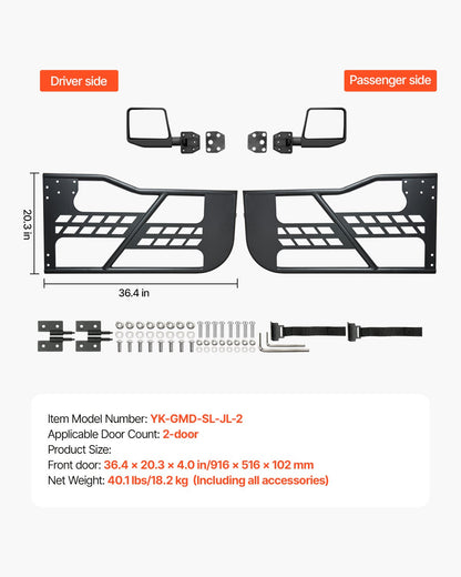 Jeep Tube Doors, 2-Door, Hunting Style Jeep Tubular Door with Heavy-Duty Hinges & OE Latch, Jeep Doors with V952-JPCGM2M1824J98Q28V0