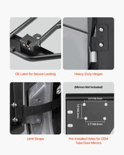 Jeep Tube Doors, 4-Door, Adventure Style Jeep Tubular Door with Heavy-Duty Hinges & OE Latch, Jeep Doors with V952-JPCGM4M0718JCFINCV0