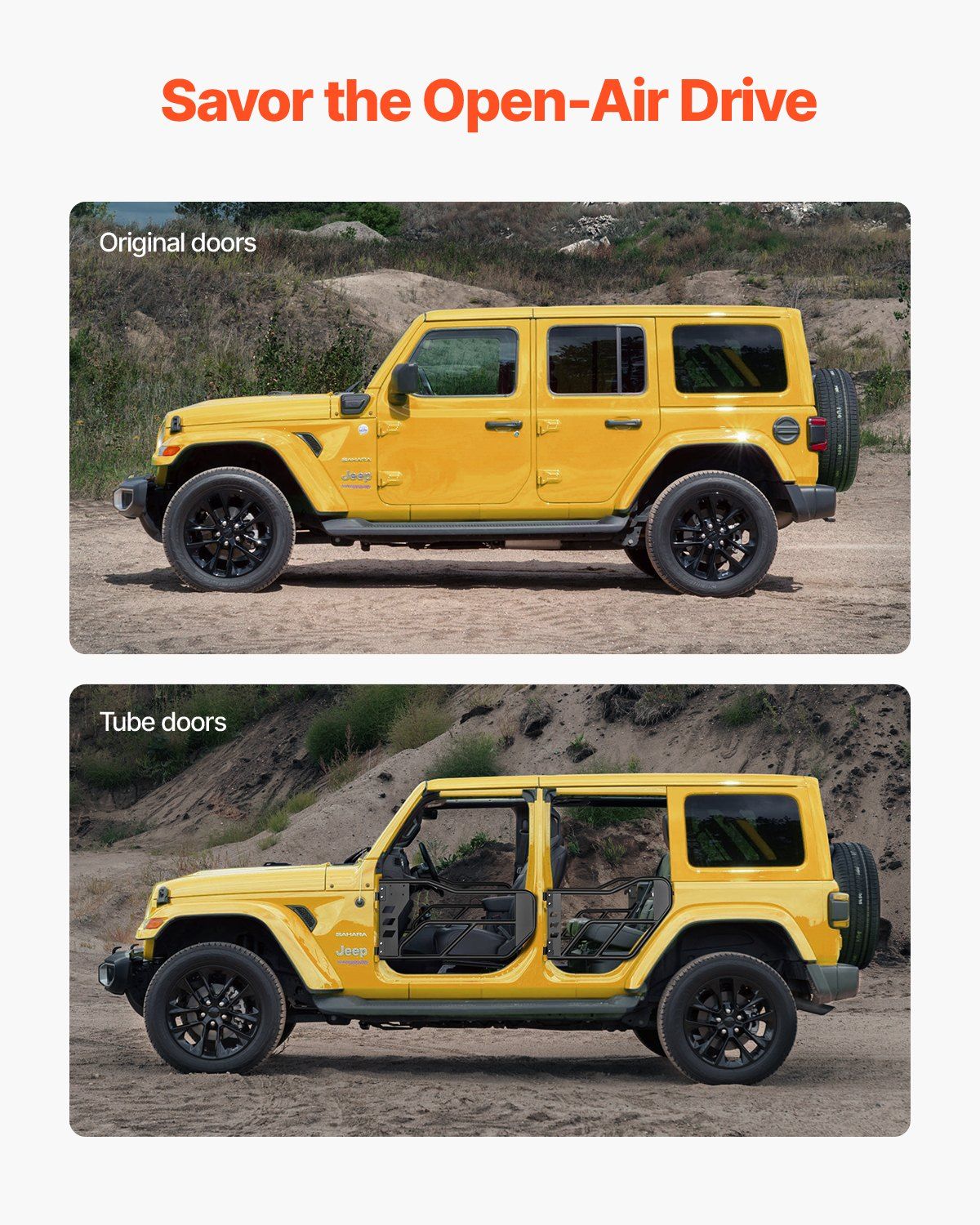 Jeep Tube Doors, 4-Door, Adventure Style Jeep Tubular Door with Heavy-Duty Hinges & OE Latch, Jeep Doors with V952-JPCGM4M0718JCFINCV0