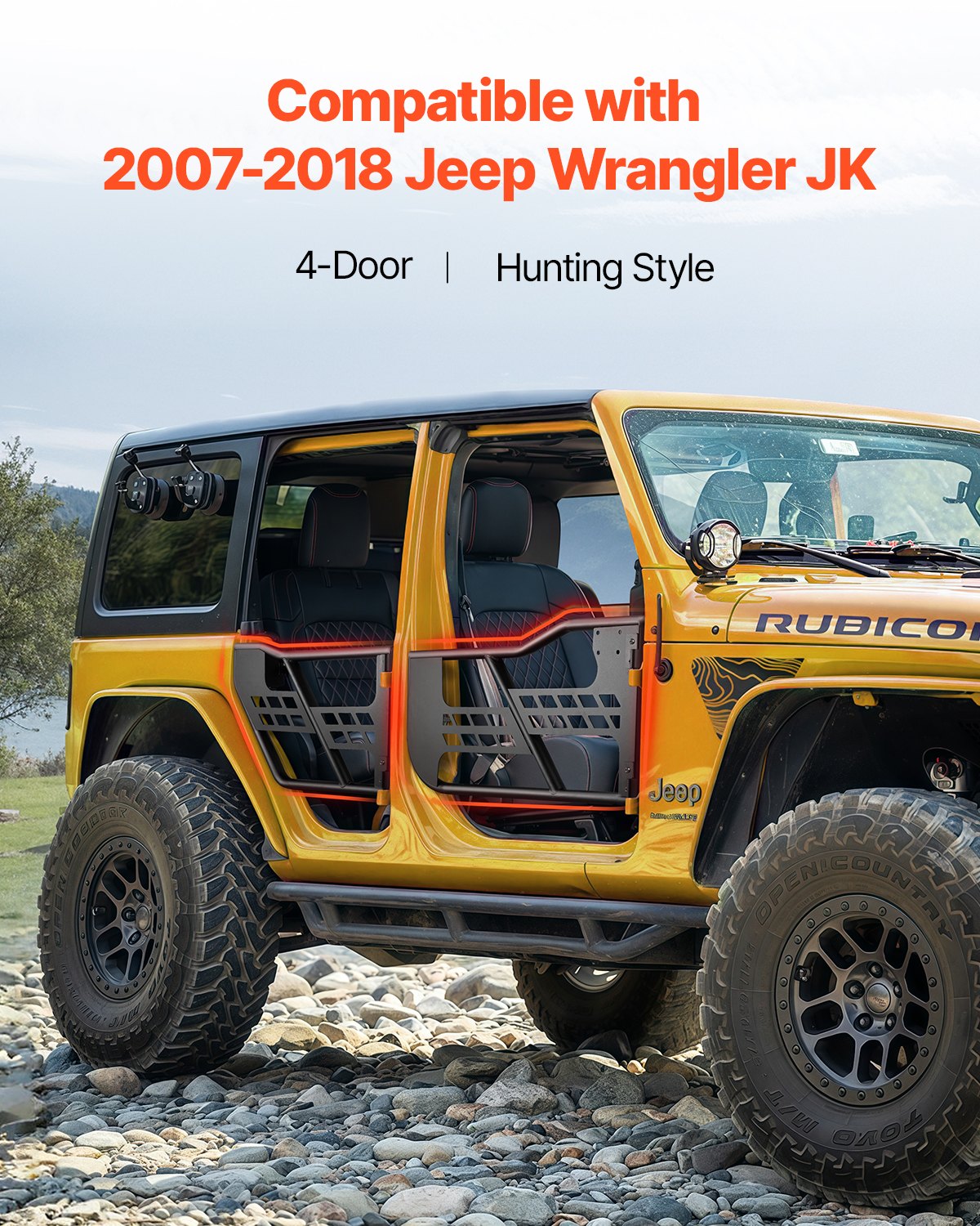 Jeep Tube Doors, 4-Door, Hunting Style Jeep Tubular Door with Heavy-Duty Hinges & OE Latch, Jeep Doors with V952-JPCGM4M0718JHPWJ8V0