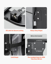 Jeep Tube Doors, 4-Door, Hunting Style Jeep Tubular Door with Heavy-Duty Hinges & OE Latch, Jeep Doors with V952-JPCGM4M0718JHPWJ8V0