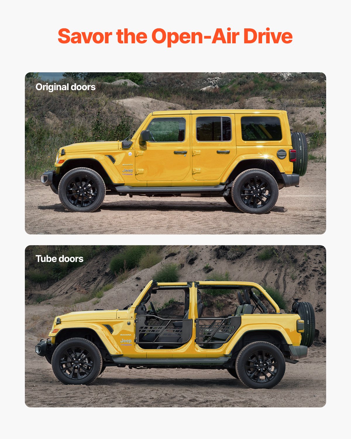 Jeep Tube Doors, 4-Door, Hunting Style Jeep Tubular Door with Heavy-Duty Hinges & OE Latch, Jeep Doors with V952-JPCGM4M0718JHPWJ8V0