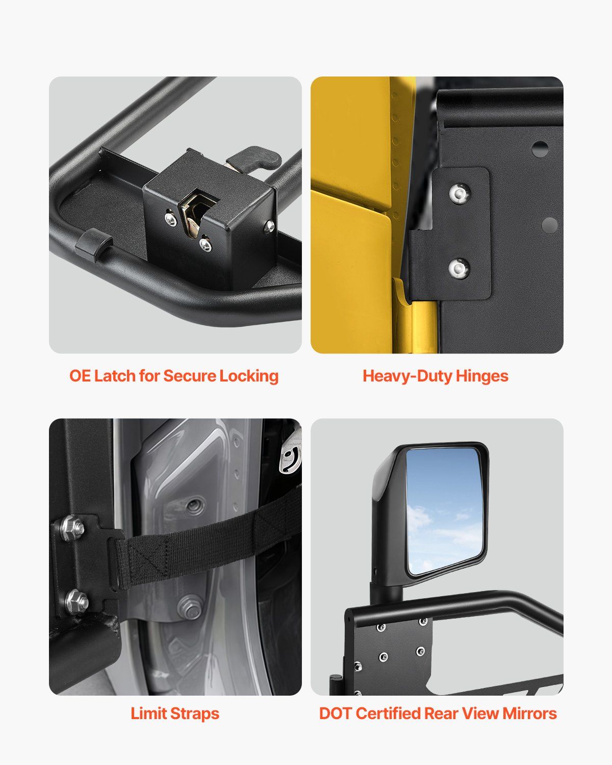 Jeep Tube Doors, 4-Door, Hunting Style Jeep Tubular Door with DOT Certified Rear View Mirrors, Jeep Doors V952-JPCGM4M1824JEOK0NV0