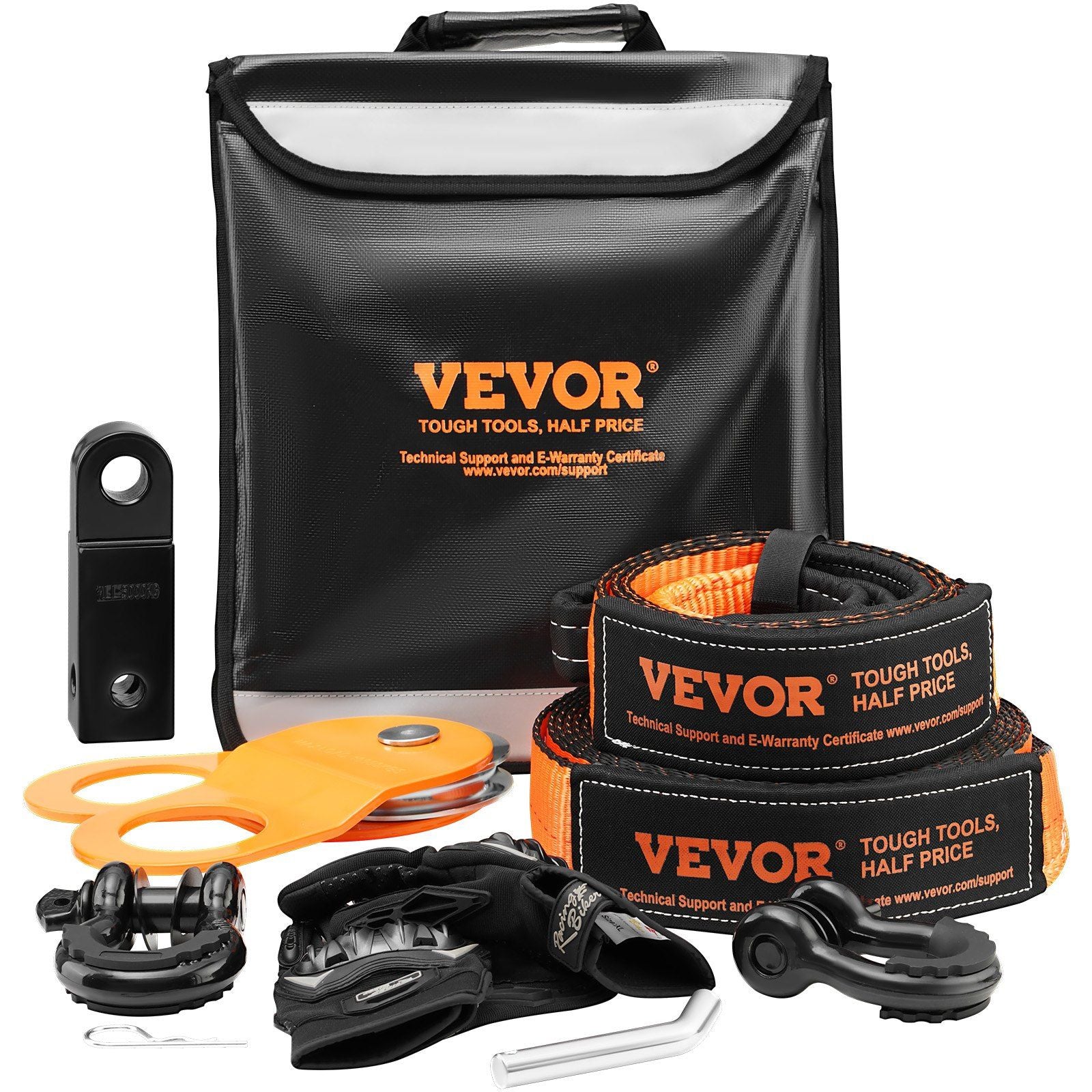 Off-Road Recovery Kit, 7.6 x 914.4 cm, Heavy Duty Winch Recovery Kit with 13608 kg Tow Straps, 20T D-Ring V952-JPJYGJB8J000SBO12V0