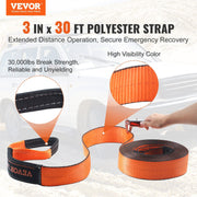 Off-Road Recovery Kit, 7.6 x 914.4 cm, Heavy Duty Winch Recovery Kit with 13608 kg Tow Straps, 20T D-Ring V952-JPJYGJB8J000SBO12V0