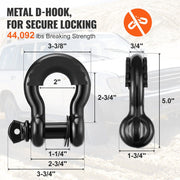 Off-Road Recovery Kit, 7.6 x 914.4 cm, Heavy Duty Winch Recovery Kit with 13608 kg Tow Straps, 20T D-Ring V952-JPJYGJB8J000SBO12V0