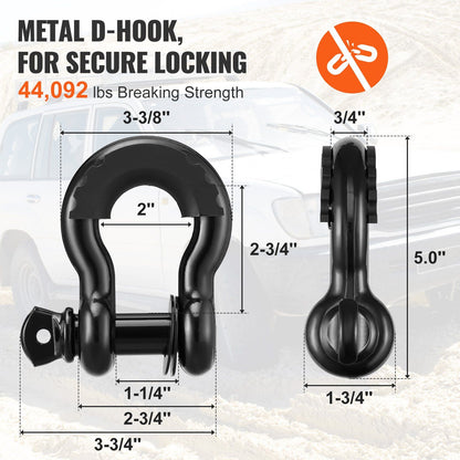 Off-Road Recovery Kit, 7.6 x 914.4 cm, Heavy Duty Winch Recovery Kit with 13608 kg Tow Straps, 20T D-Ring V952-JPJYGJB8J000SBO12V0