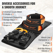 Off-Road Recovery Kit, 7.6 x 914.4 cm, Heavy Duty Winch Recovery Kit with 13608 kg Tow Straps, 20T D-Ring V952-JPJYGJB8J000SBO12V0