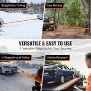 Off-Road Recovery Kit, 7.6 x 914.4 cm, Heavy Duty Winch Recovery Kit with 13608 kg Tow Straps, 20T D-Ring V952-JPJYGJB8J000SBO12V0