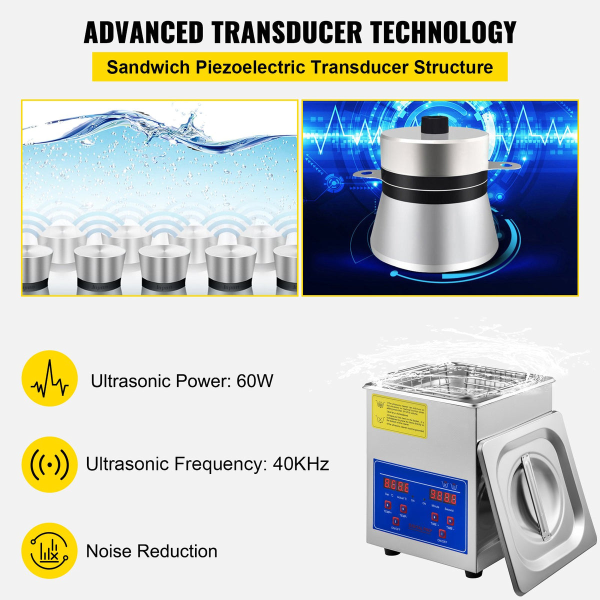 Ultrasonic Cleaner 2L Jewelry Cleaning with Digital Timer Ultrasonic Cleaning Machine for Jewellery Rings V952-JPS-10ACSBQXJ0001V3
