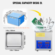 Ultrasonic Cleaner 2L Jewelry Cleaning with Digital Timer Ultrasonic Cleaning Machine for Jewellery Rings V952-JPS-10ACSBQXJ0001V3