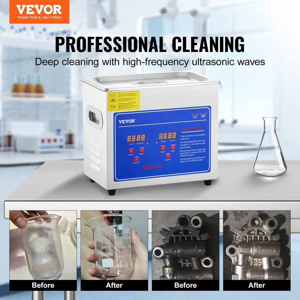 Ultrasonic Cleaner Machine 3L Stainless Steel Ultrasonic Cleaning Machine Digital Heater Timer Jewelry V952-JPS-20ACSBQXJ0001V3