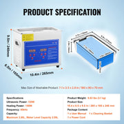 Ultrasonic Cleaner Machine 3L Stainless Steel Ultrasonic Cleaning Machine Digital Heater Timer Jewelry V952-JPS-20ACSBQXJ0001V3