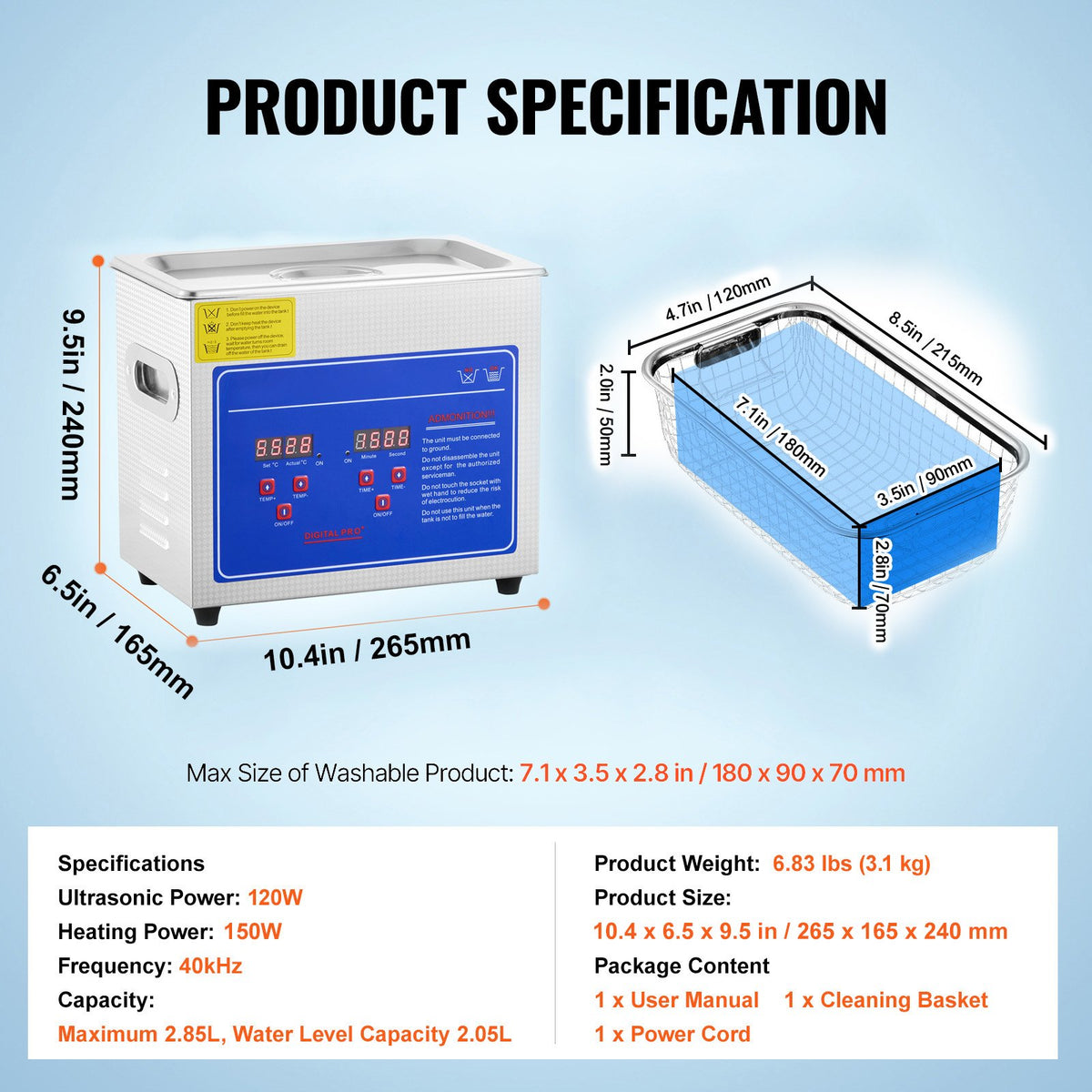 Ultrasonic Cleaner Machine 3L Stainless Steel Ultrasonic Cleaning Machine Digital Heater Timer Jewelry V952-JPS-20ACSBQXJ0001V3