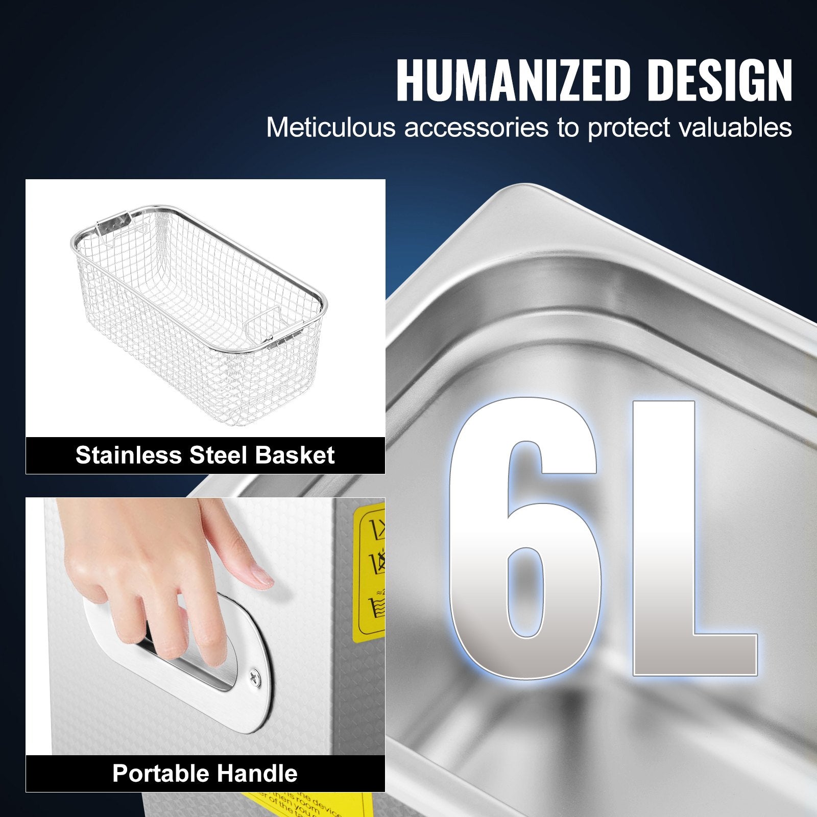 Brand New 6 Liter Stainless Steel Digital Ultrasonic Cleaner w/ Bracket & Drainage System V952-JPS-30ACSBQXJ0001V3