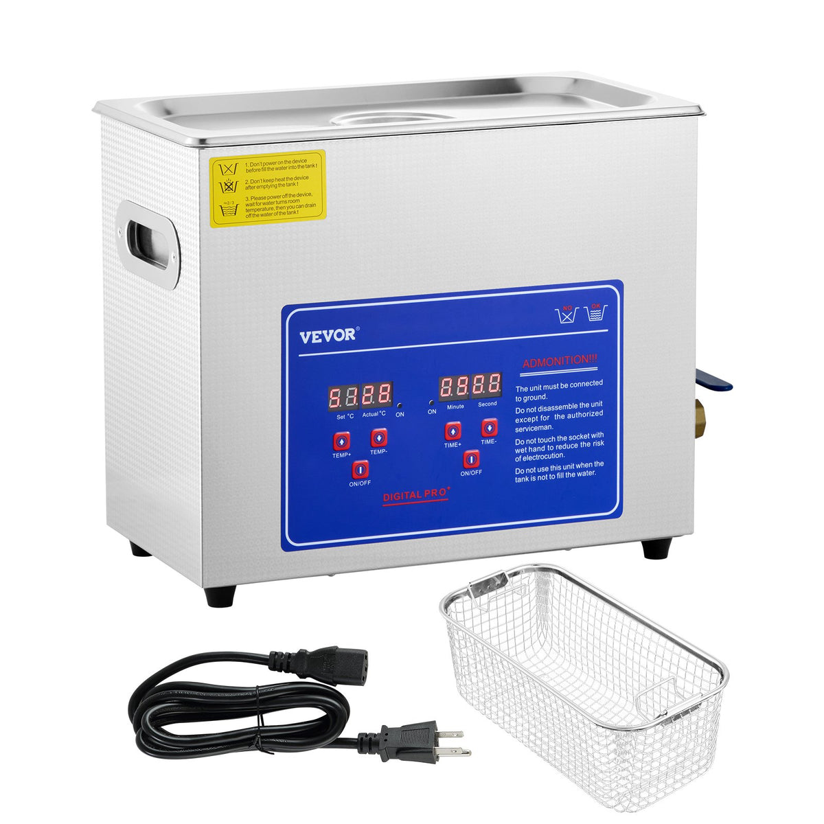 Brand New 6 Liter Stainless Steel Digital Ultrasonic Cleaner w/ Bracket & Drainage System V952-JPS-30ACSBQXJ0001V3