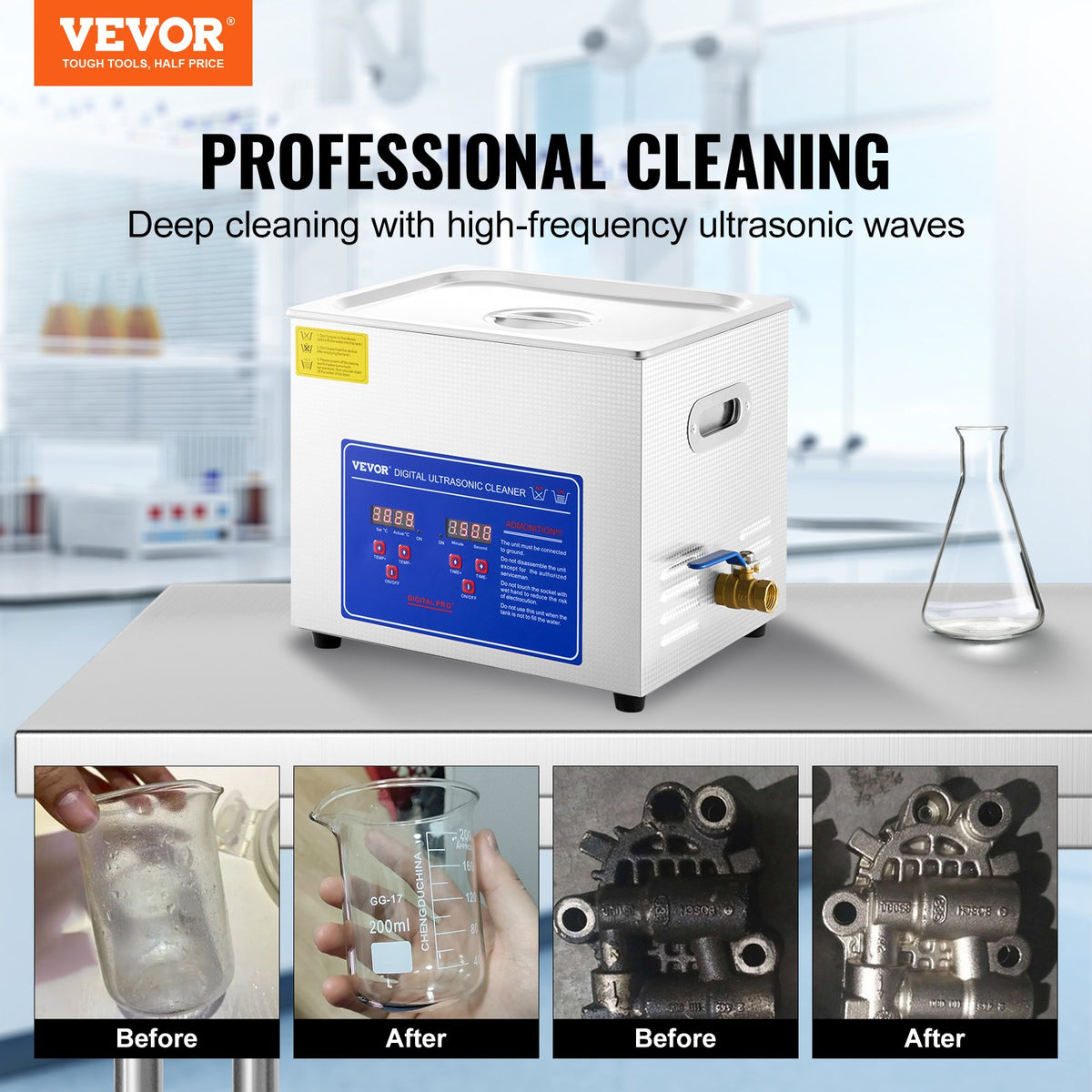 Ultrasonic Cleaner 10L Jewelry Cleaning with Digital Timer Ultrasonic Cleaning Machine for Jewellery Rings V952-JPS-40ACSBQXJ0001V3