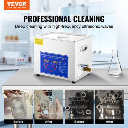 Ultrasonic Cleaner 10L Jewelry Cleaning with Digital Timer Ultrasonic Cleaning Machine for Jewellery Rings V952-JPS-40ACSBQXJ0001V3