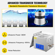 Powerful Stainless Steel 13.5-15 L Liters Ultrasonic Cleaner 360W Digital Heater Timer V952-JPS-60ACSBQXJ0001V3