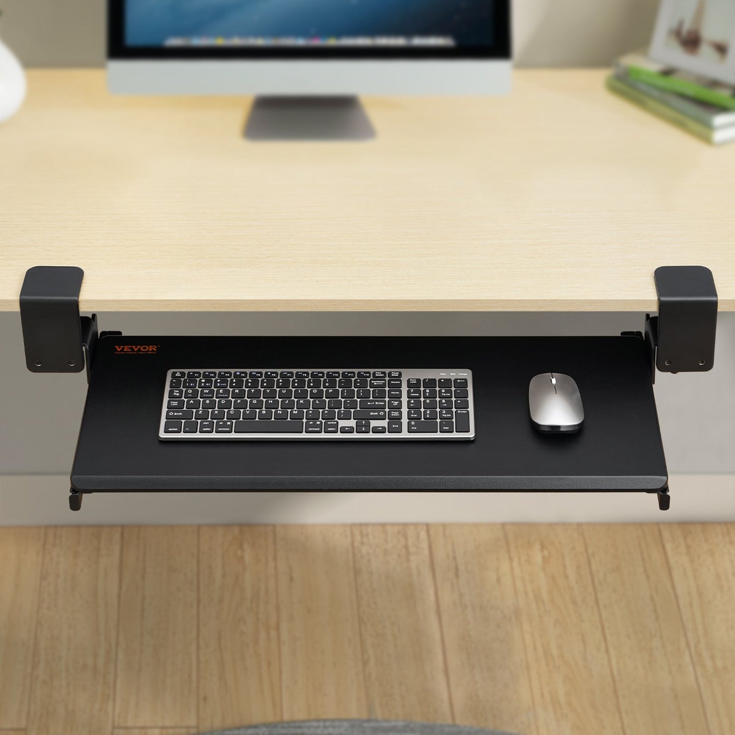 Clamp on Keyboard Tray Under Desk, Desk Keyboard Tray Slide out with Sturdy No-drill C Clamp Mount, Large V952-JPTPMDF00000QA5K5V0