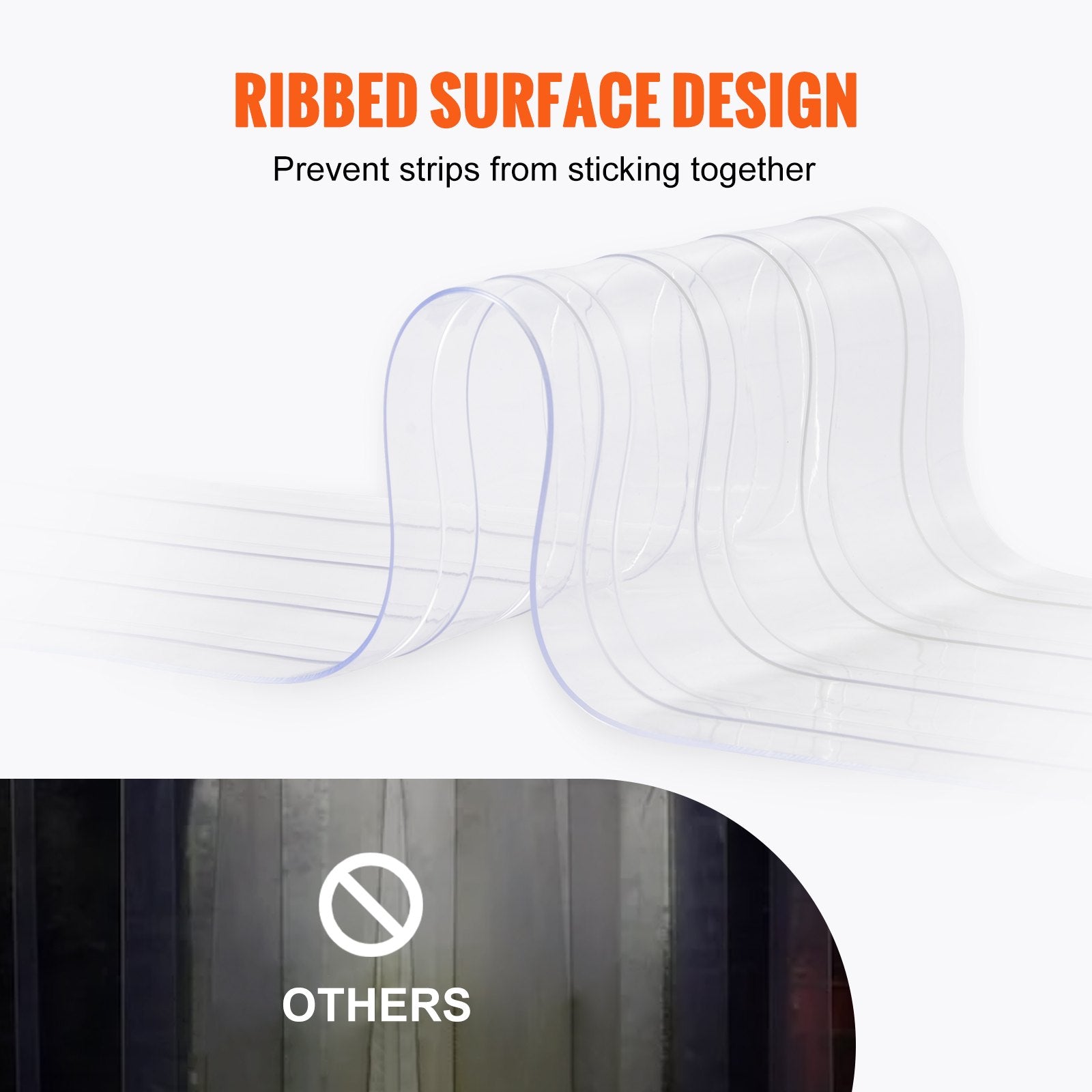 Strip Curtain, 4572 cm Length x 20 cm Width x 2 mm Thickness, Clear Ribbed PVC Curtain Strip Door Bulk Roll, V952-JPVC150X81PCS0RHMV0
