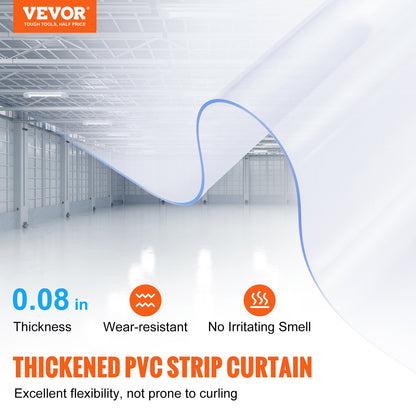 Strip Curtain, 5000 cm Length x 20 cm Width x 2 mm Thickness, Clear PVC Smooth Curtain Strip Door Bulk Roll, V952-JPVC164X81PCSKTWBV0