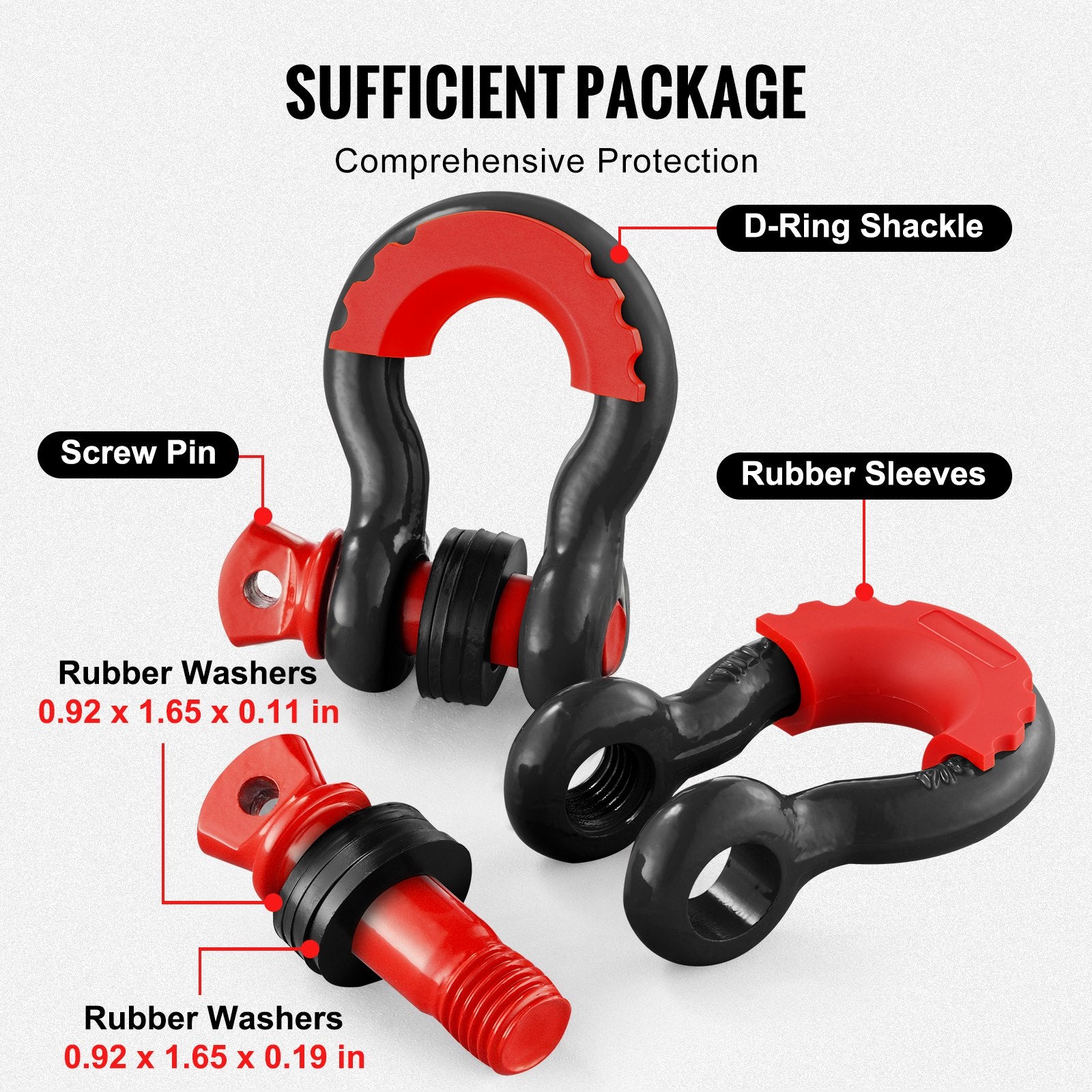 D-Ring Shackle, 2 Pack 19.05 mm Alloy Steel Shackles 28.5 Ton Break Strength with 22 mm Screw Pin, Isolators V952-JPXKHJG34YC4816P1V0