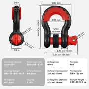 D-Ring Shackle, 2 Pack 19.05 mm Alloy Steel Shackles 28.5 Ton Break Strength with 22 mm Screw Pin, Isolators V952-JPXKHJG34YC4816P1V0