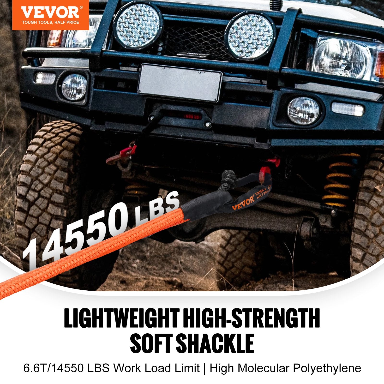 Synthetic Soft Shackle Rope, 2 Pack 12.7 x 558.8 mm 20 Ton Breaking Strength, Recovery Tow Shackles with V952-JPXKHSHCS12YQ7UTIV0