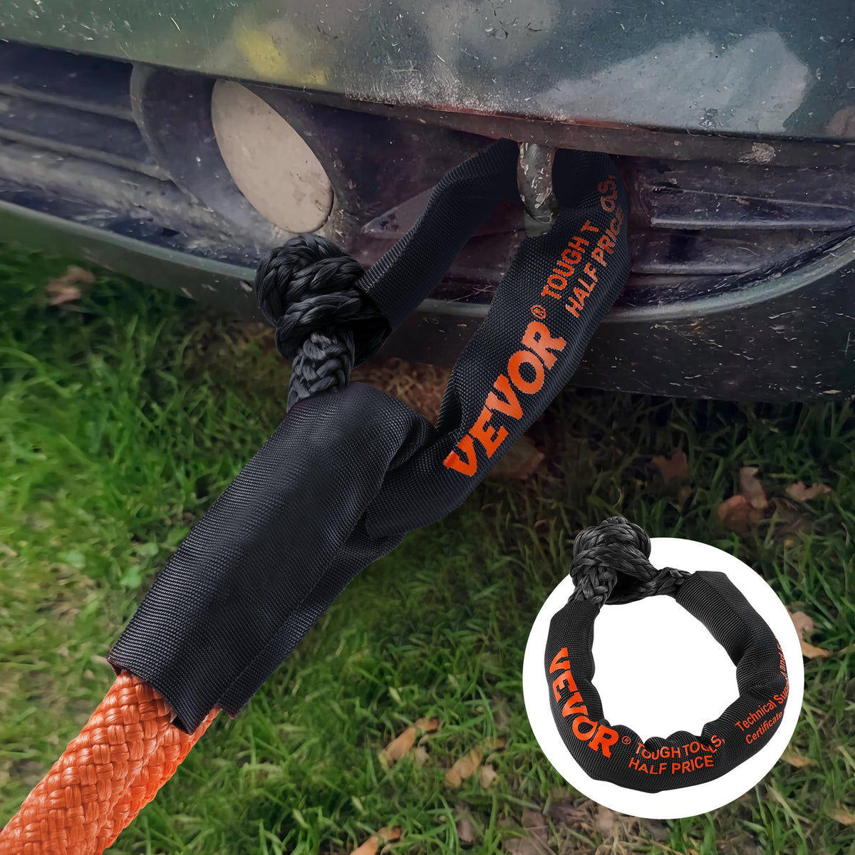 Synthetic Soft Shackle Rope, 2 Pack 12.7 x 558.8 mm 20 Ton Breaking Strength, Recovery Tow Shackles with V952-JPXKHSHCS12YQ7UTIV0