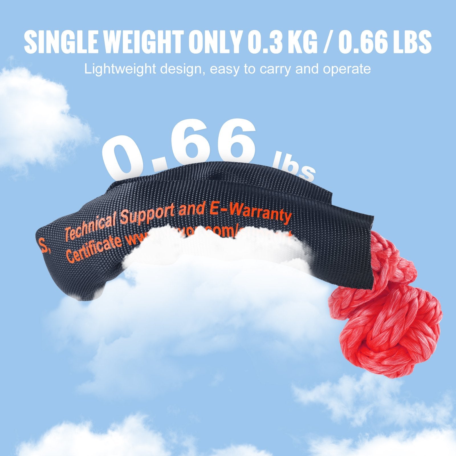 Synthetic Soft Shackle Rope, 2 Pack 12.7 x 558.8 mm 20 Ton Breaking Strength Recovery Tow Shackles with Extra V952-JPXKLSHCS12YYKH4YV0