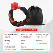 Synthetic Soft Shackle Rope, 2 Pack 12.7 x 558.8 mm 20 Ton Breaking Strength Recovery Tow Shackles with Extra V952-JPXKLSHCS12YYKH4YV0