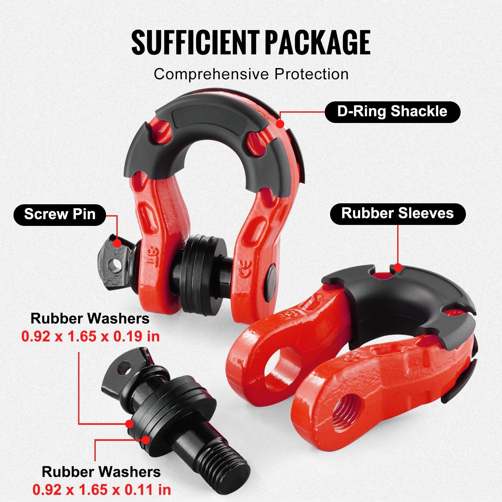 D-Ring Shackle, 2 Pack 19.05 mm Alloy Steel Shackles 30 Ton Break Strength with 22 mm Screw Pin, Isolators & V952-JPXKLSHJG34YTN0H5V0