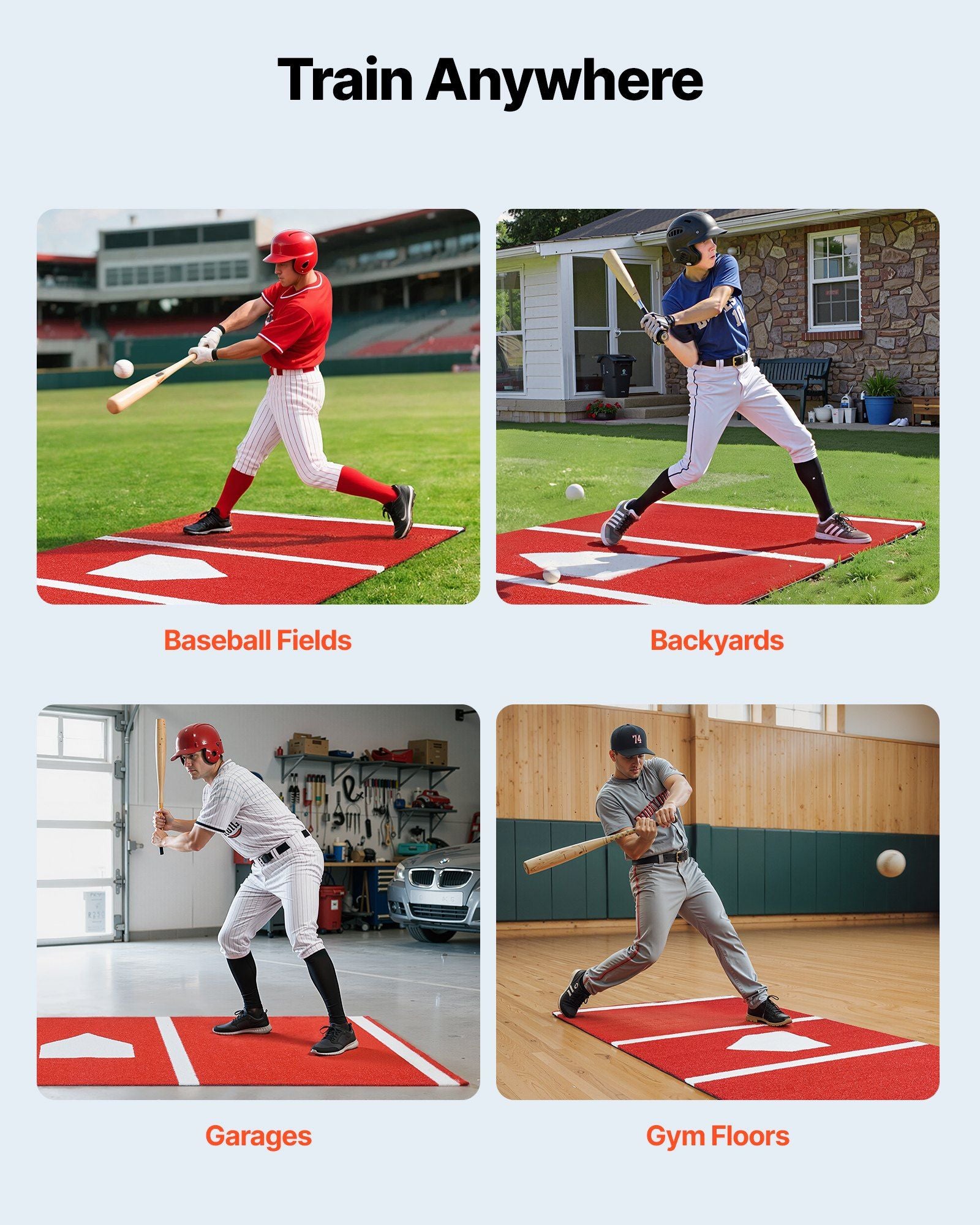 Baseball Hitting Mat, 300x116cm Batting Cage Mat, Batters Box Turf Mats, Softball Batting Practice Equipment V952-JQD10YC38YCB26SO1001V0