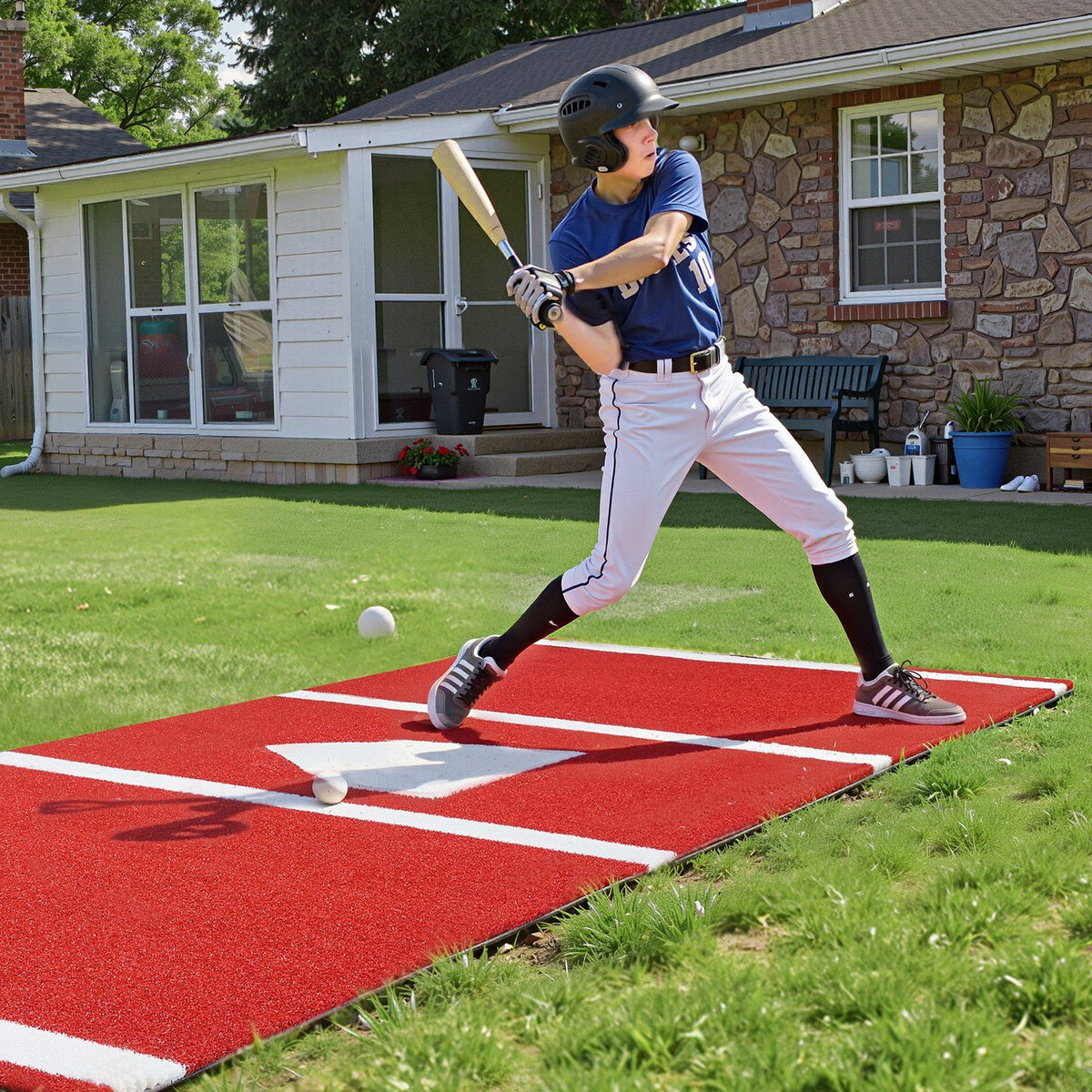 Baseball Hitting Mat, 300x116cm Batting Cage Mat, Batters Box Turf Mats, Softball Batting Practice Equipment V952-JQD10YC38YCB26SO1001V0