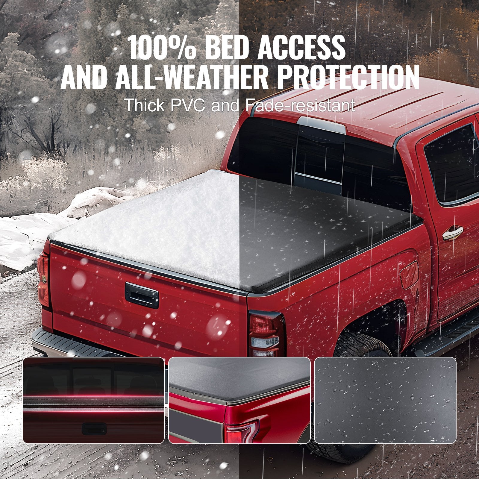 Truck Bed Cover, Roll Up Truck Bed Tonneau Cover, Compatible with 2014-2024 Chevy Silverado / GMC Sierra V952-JQSKCHBXGJQSXY6WBV0
