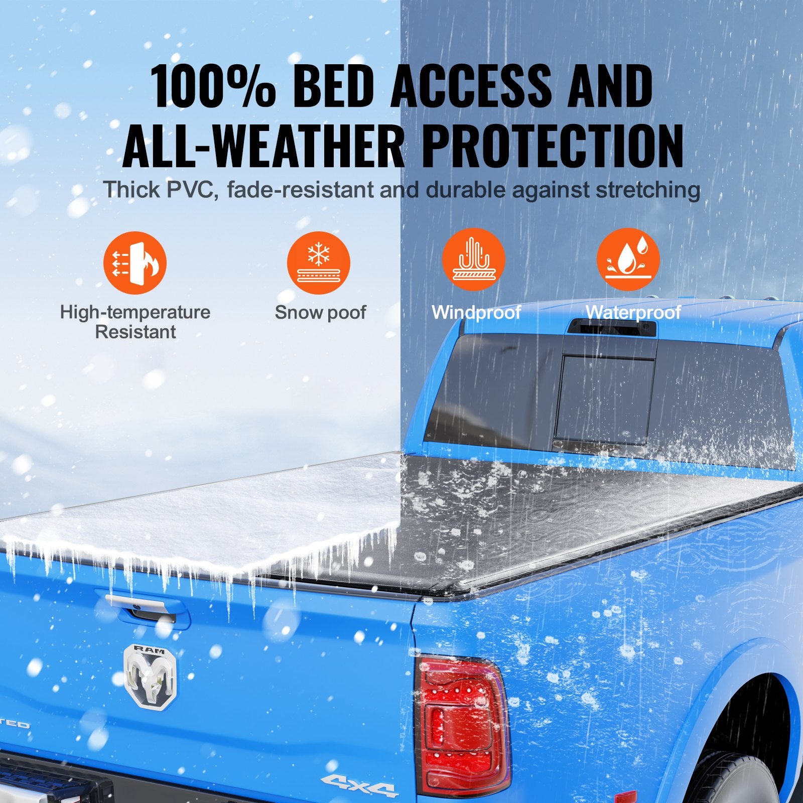 Truck Bed Cover, Roll Up Truck Bed Tonneau Cover, Compatible with 2002-2018 Dodge Ram 1500, 2003-2024 2500 V952-JQSKCHBXGJQSYTYBSV0
