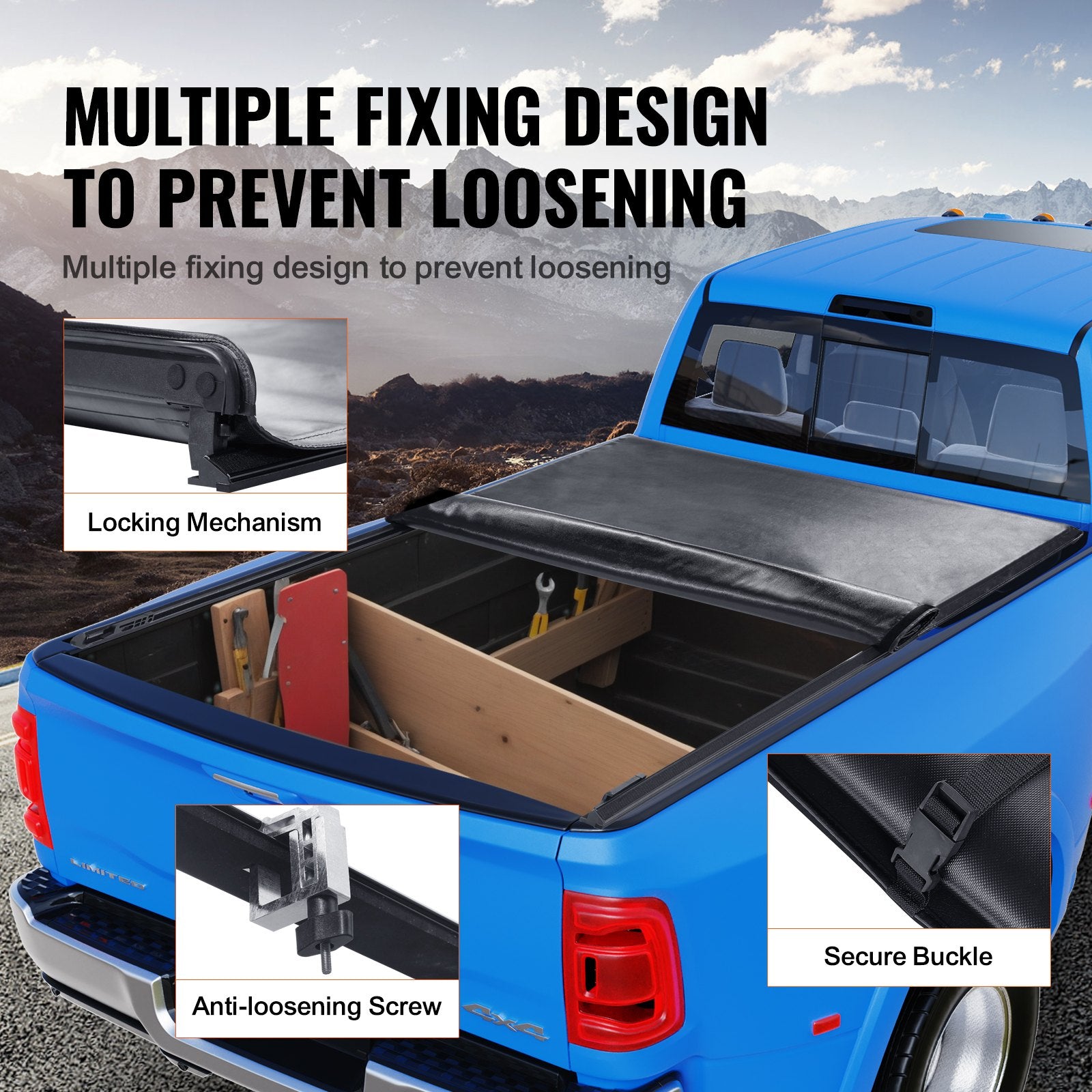 Truck Bed Cover, Roll Up Truck Bed Tonneau Cover, Compatible with 2002-2018 Dodge Ram 1500, 2003-2024 2500 V952-JQSKCHBXGJQSYTYBSV0