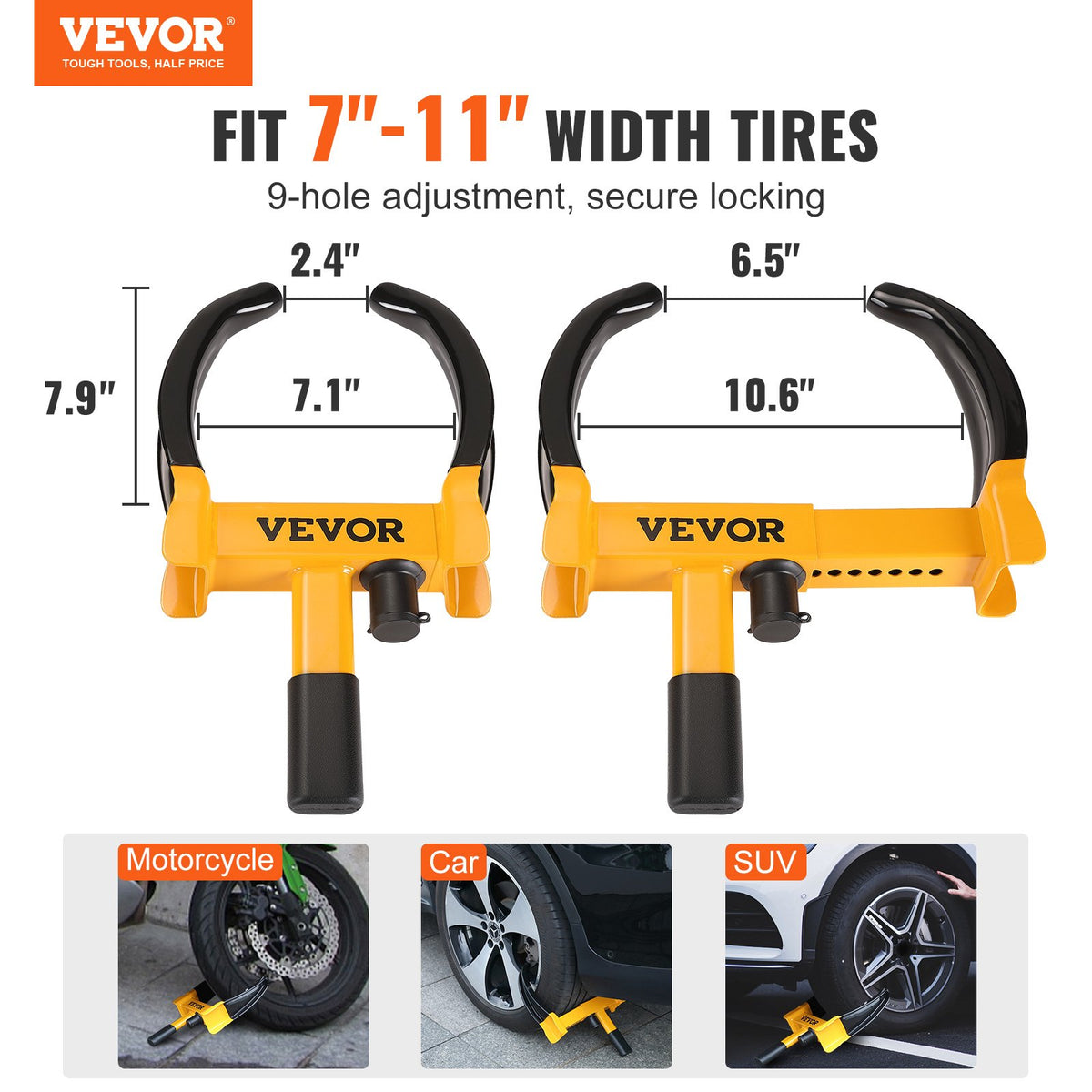 Wheel Lock, 2 Packs Universal Wheel Clamp Lock, Adjustable Anti Theft Trailer Lock Wheel Clamp, Heavy-duty V952-JQSLTS2J0000HVGE2V0