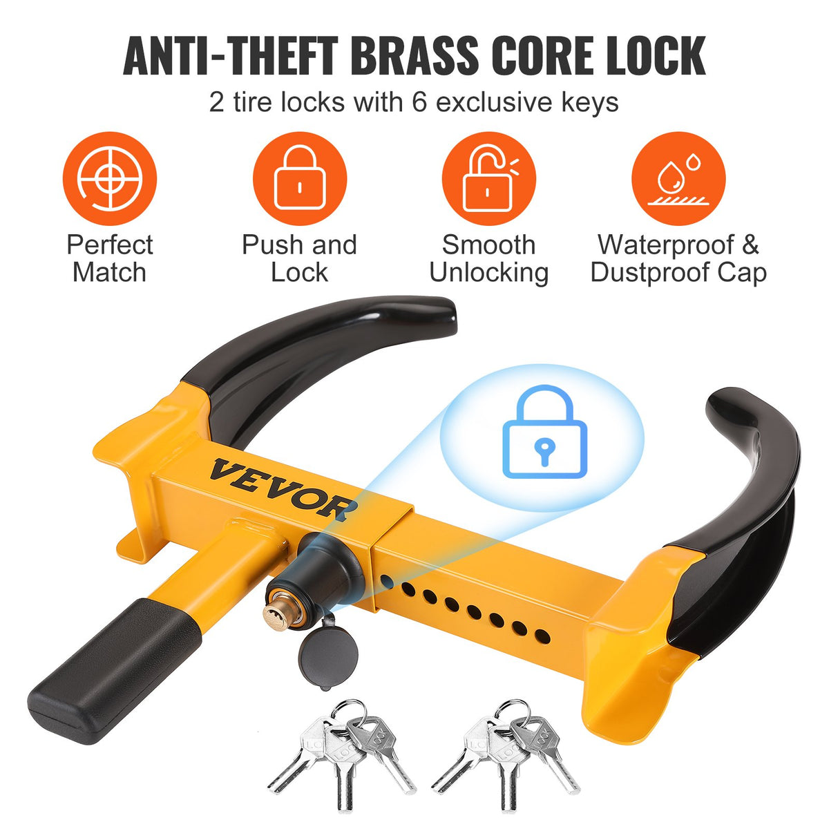 Wheel Lock, 2 Packs Universal Wheel Clamp Lock, Adjustable Anti Theft Trailer Lock Wheel Clamp, Heavy-duty V952-JQSLTS2J0000HVGE2V0