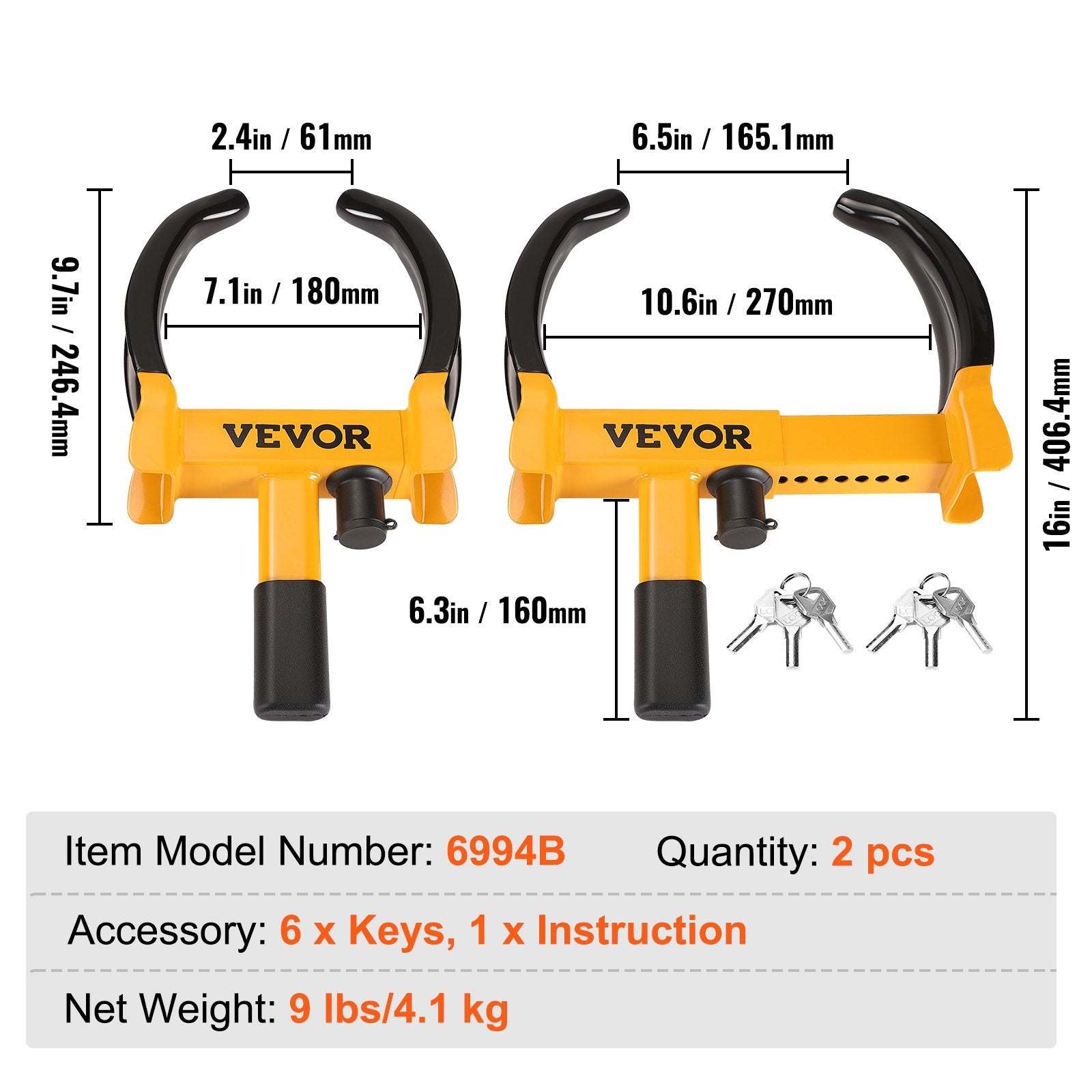 Wheel Lock, 2 Packs Universal Wheel Clamp Lock, Adjustable Anti Theft Trailer Lock Wheel Clamp, Heavy-duty V952-JQSLTS2J0000HVGE2V0