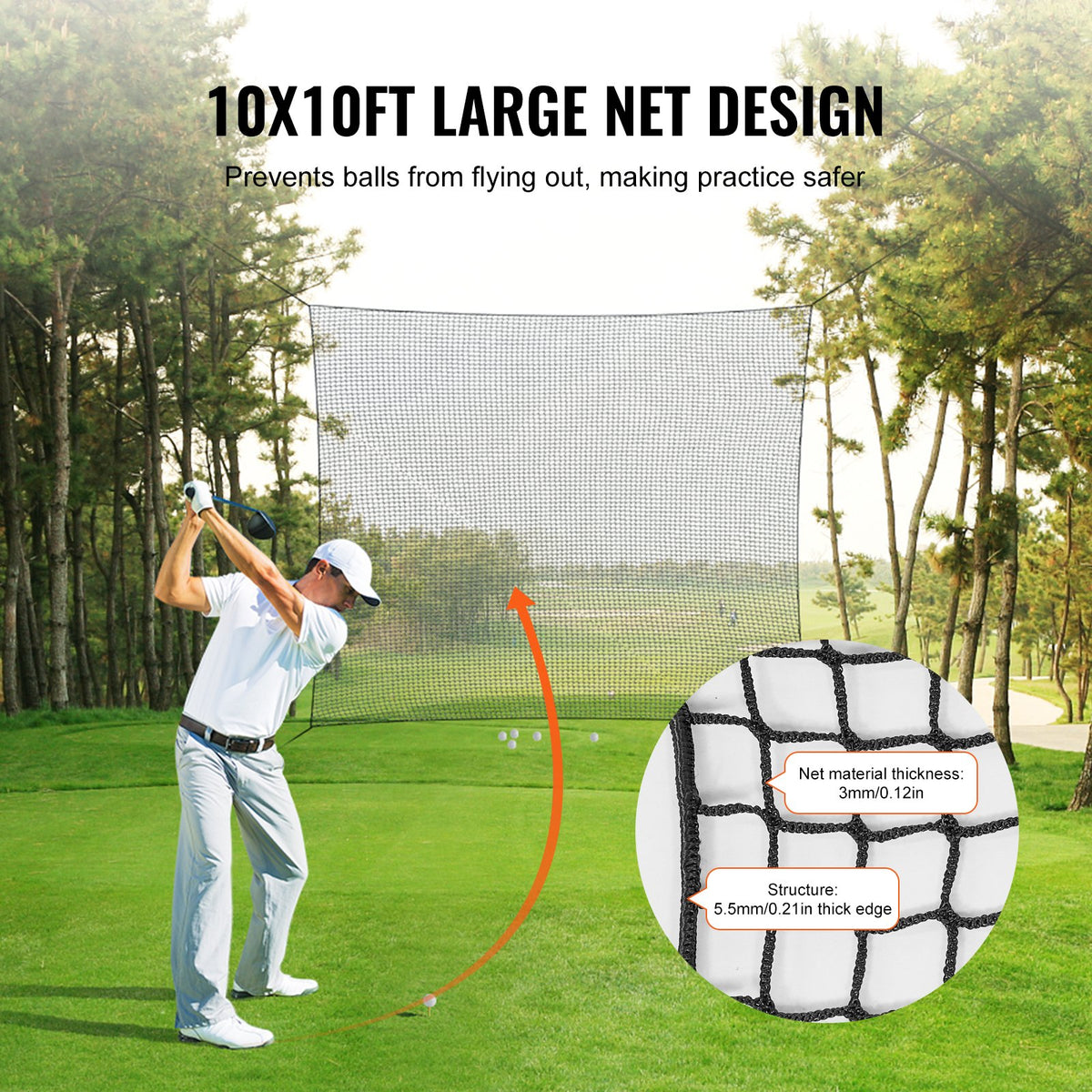 10x10ft Golf Practice Net Indoor Hitting Net for Baseball Hockey Soccer V952-JQW10X10YCDWM48OPV0