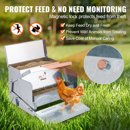 Automatic Chicken Feeder Galvanized Steel Poultry Feeder 25 lb 10 Chickens V952-JQWLQ25LBS00D0C1ZV0