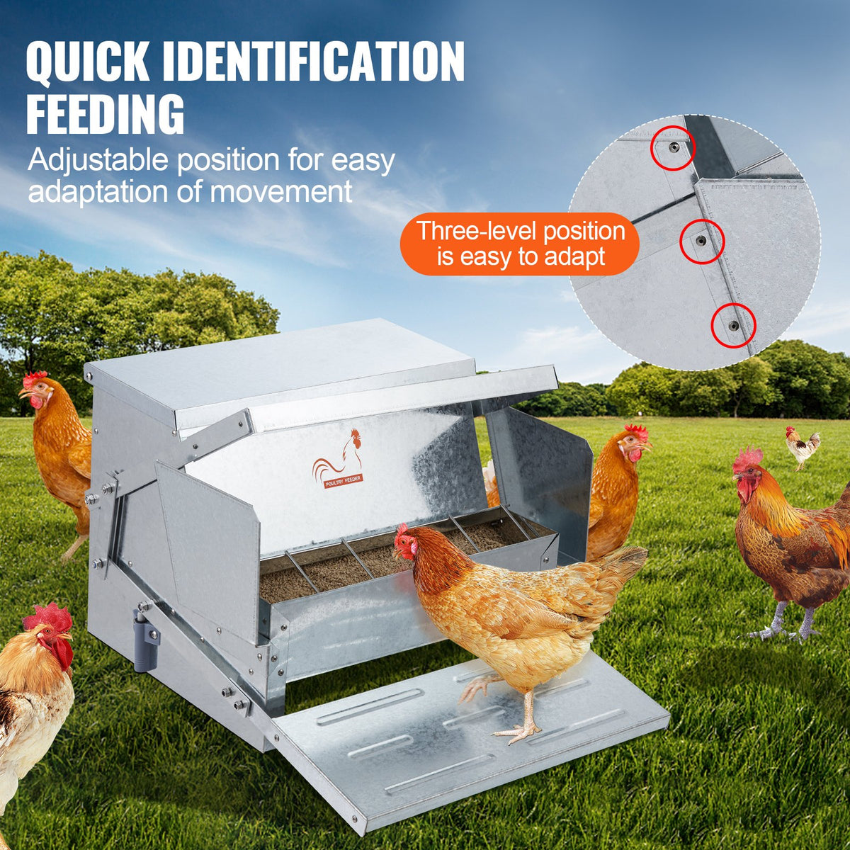 Automatic Chicken Feeder Galvanized Steel Poultry Feeder 25 lb 10 Chickens V952-JQWLQ25LBS00D0C1ZV0